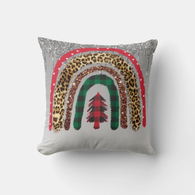 2021 Anpassningsbar Jul: Regnbåge Guld Glitter Gla Kudde (Framsida)