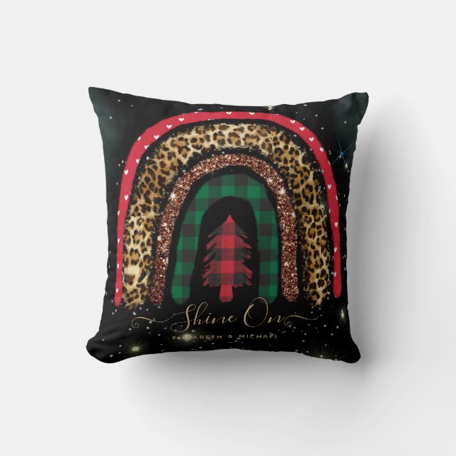 2021 Anpassningsbar Jul: Regnbåge Guld Glitter Gla Kudde (Framsida)