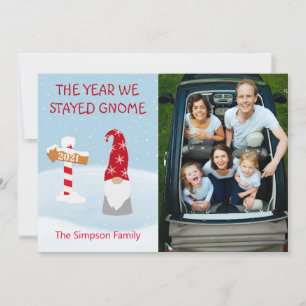 2021 Året vi stannade Gnome julfoto Julkort