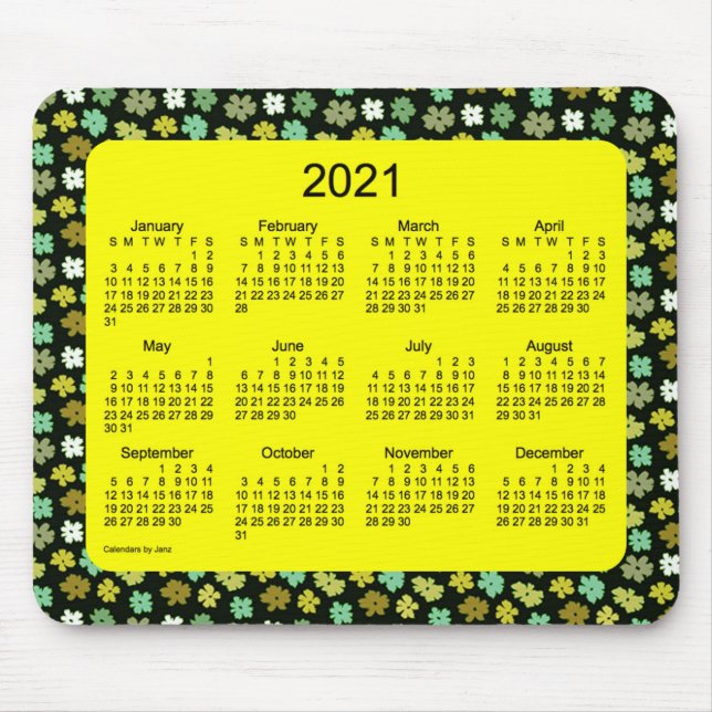 2021 års Gult Blanka strömkalender från Janz Musmatta (Framsidan)