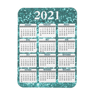 2021 års kalender för Fullt Chunky Glitter Gnistra Magnet