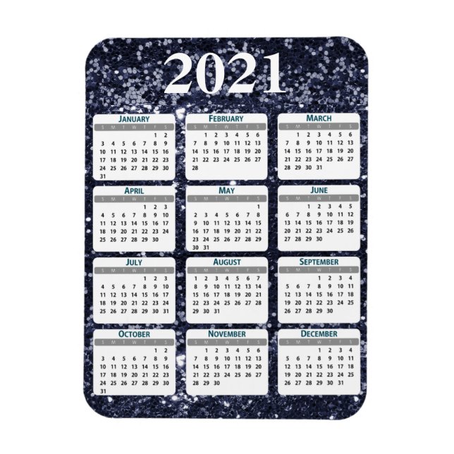 2021 års kalender för Fullt Chunky Glitter Gnistra Magnet (Vertikal)