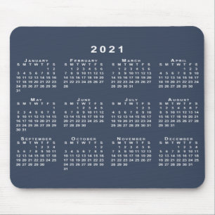 2021 års kalender för marin blått och vitt musmatta