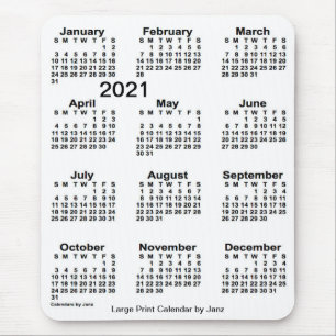 2021 års kalender för vit utskrift från Janz Musmatta