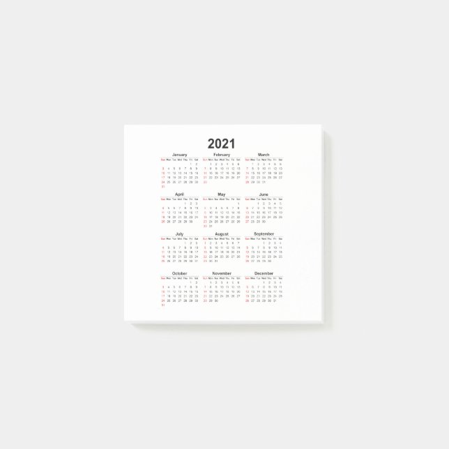 2021 års kalender post-it block (Framsida)