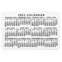 2021 års månadskalender Klassisk vit och svart