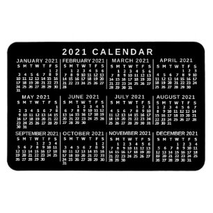 2021 års månadskalender klassiskt svartvitt magnet