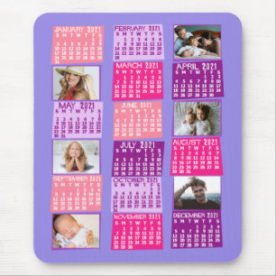 2021 års månatlig kalender Mod för fotokollage Musmatta