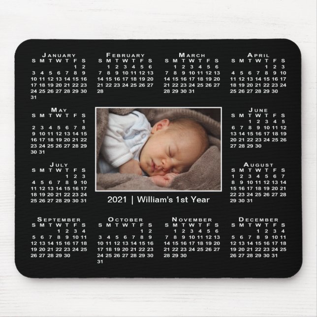 2021 års moderna kalender Ditt foto och Namn på sv Musmatta (Framsidan)