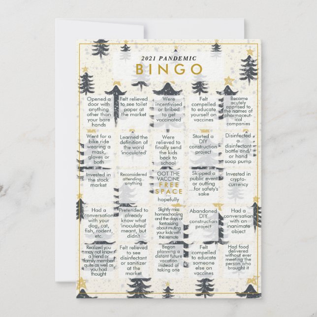 2021 års pandemiskt BINGO - nutida julkort (Framsida)
