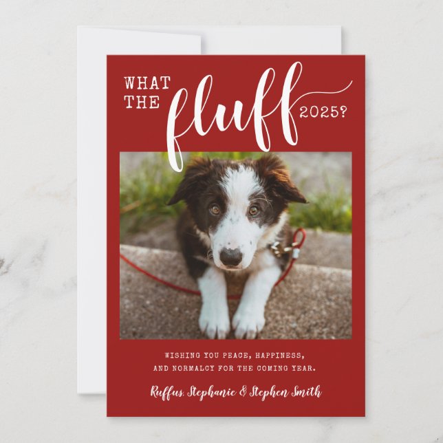 2021 års Ruff-år - Rolig hund foto av fluff Julkort (Framsida)