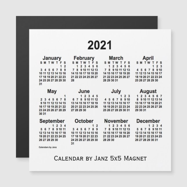 2021 års vitbok från Janz 5 x 5 Magnet (Fram/baksida)