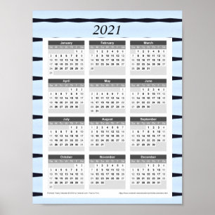 2021 Årskalender: Blå med svarta linjer Poster