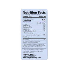 2021 Bin Pollen Nutrition Facts Blue Product Fraktsedel