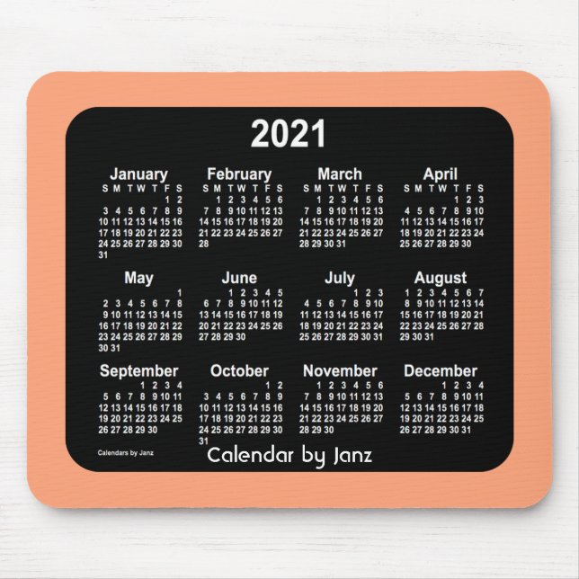 2021 Black Coral Calendar av Janz Mousepad Musmatta (Framsidan)