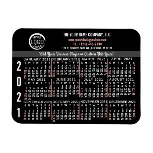 2021 Calendar Anpassningsbar Business Logotyp Namn Magnet