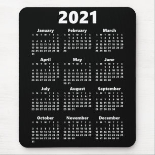 2021 Calendar Anpassningsbar Färg Modern Black Mou Musmatta
