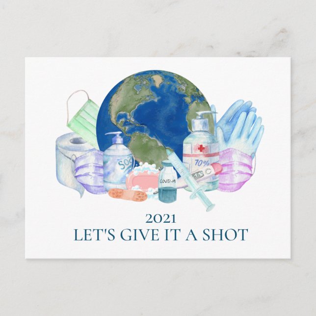 2021 Covid-vaccin Ge det ett försök Vykort (Framsida)