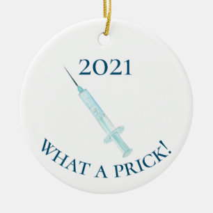 2021 Covid-vaccin Vad en stickande injektion Julgransprydnad Keramik