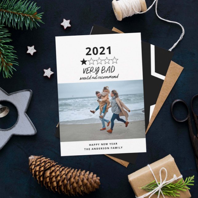 2021 dåligt år i recensionen 5 stjärnfoto roligt julkort (Skapare uppladdad)