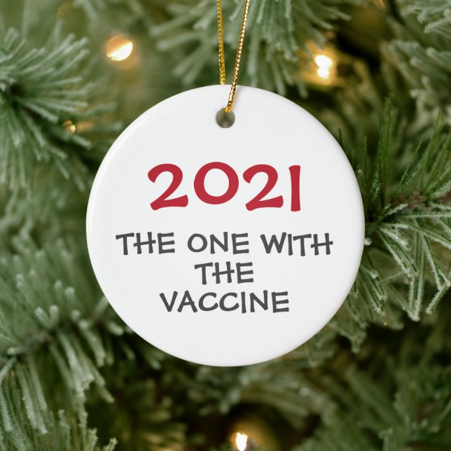 2021: den med vaccinets julprydnad julgransprydnad keramik (Träd)