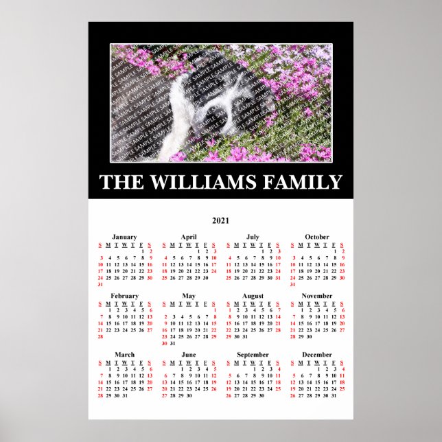 2021 Din favoritkalender för fotoAnpassningsbar Po Poster (Framsidan)