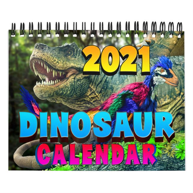 2021 DINOSAUR VÄRLDSKALENDER: Skriv ut kalender fö (Omslag)
