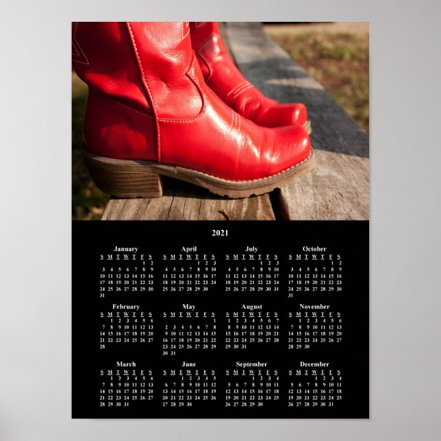 2021 Finare Red CowboyBoots Kalender Poster (Framsidan)