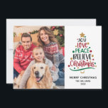 2021 Fotojul Julkort<br><div class="desc">Den här snyggten av 2021 års julfotkort har typografin Joy,  Kärlek,  Peace,  Tro,  jul bredvid ditt familjefoto. Anpassa till hälsning och namn.</div>