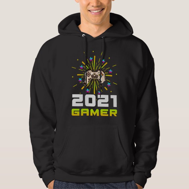 2021 Gamer Play Computer Video Games 2021 Firework Hoodie (Framsida)