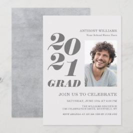 2021 Grad Party fet text med foto Inbjudningar