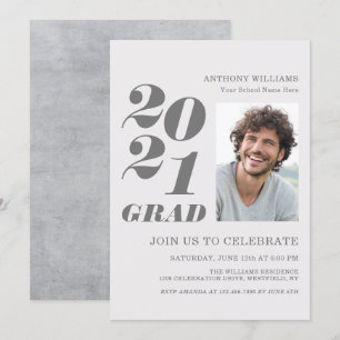 2021 Grad Party fet text med foto Inbjudningar