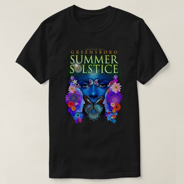 2021 Greensboro Summer Solstice Festival Keepsaké T Shirt (Design framsida)