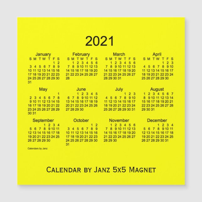 2021-Gultens kalender från Janz 5x5 Magnet (Framsida)
