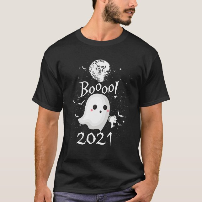 2021 Halloween - Booo Ghost Fladdermus Witch Costu T Shirt (Framsida)