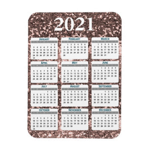 2021 Hela Året Klumpig Glitter Gnist Kalender Magnet
