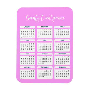 2021 Helårs Kalender Script Magnet