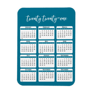 2021 Helårs Kalender Script Magnet