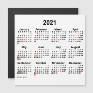 2021 Helgdag Kalender från Janz 5 x 5 Magnet