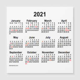 2021 Helgdag Kalender från Janz 5 x 5 Magnet