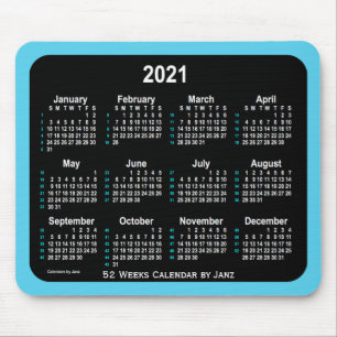 2021 Himlar Blue Neon 52 veckors kalender från Ja Musmatta
