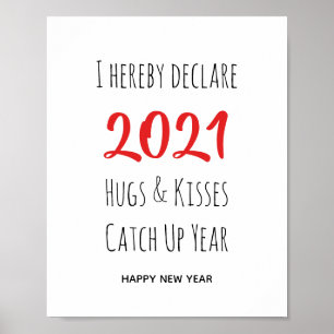 2021 Hugs Kisses Catch Up Nytt år Poster