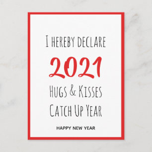 2021 Hugs Kisses Catch Up Nytt år Vykort