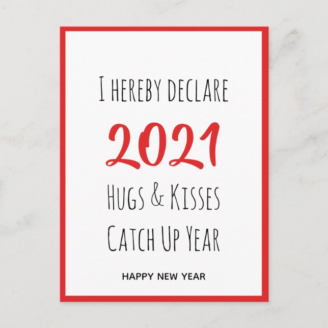 2021 Hugs Kisses Catch Up | Nytt år Vykort (Framsida)