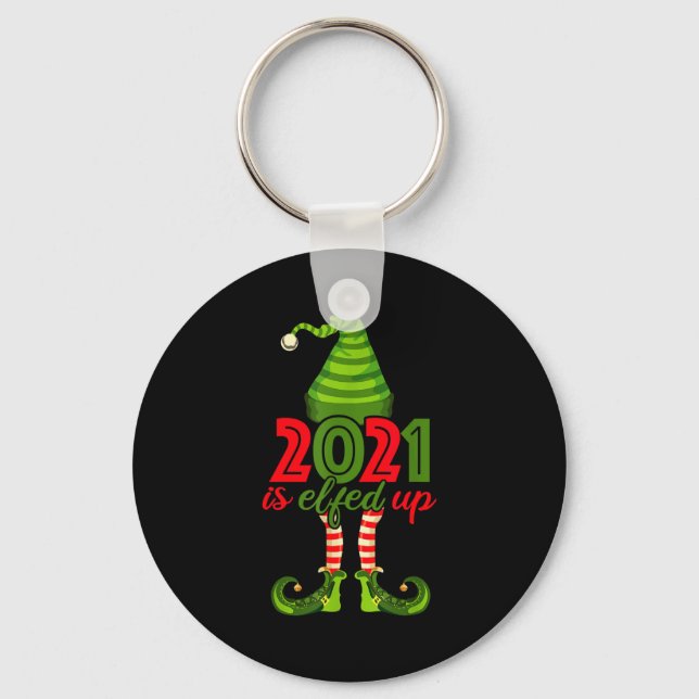 2021 Is Elfed Up - Funny Christmas Family Pajama  Nyckelring (Framsida)