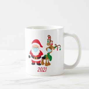 2021 jul Covid ren Santa med ansiktsmask Kaffemugg