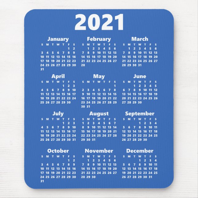 2021 Kalender Anpassningsbar Färg Modern Mousepad Musmatta (Framsidan)
