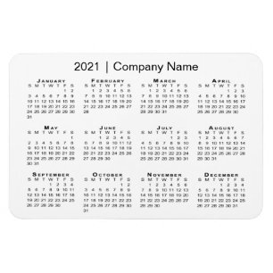 2021 Kalender med företaget Namn White Magnet