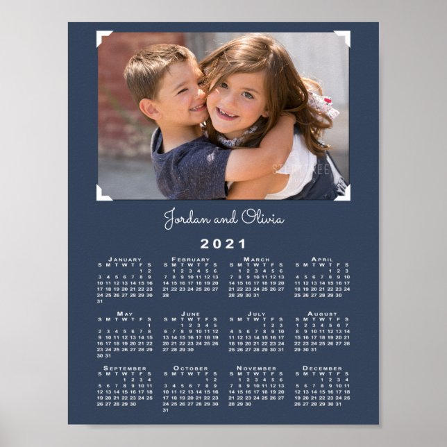 2021-kalender med foto och Namn på marinen Poster (Framsidan)