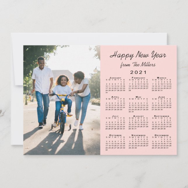 2021 Kalender Modern Coral 2 Photo Gott nytt år Julkort (Framsida)
